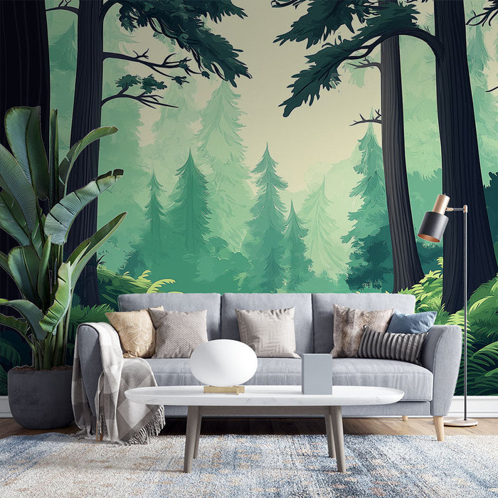 Mural Wallpaper forest | Soothing landscape of lush forest