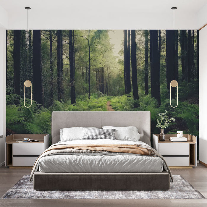 Mural Wallpaper forest | Peaceful path in the heart of a lush forest