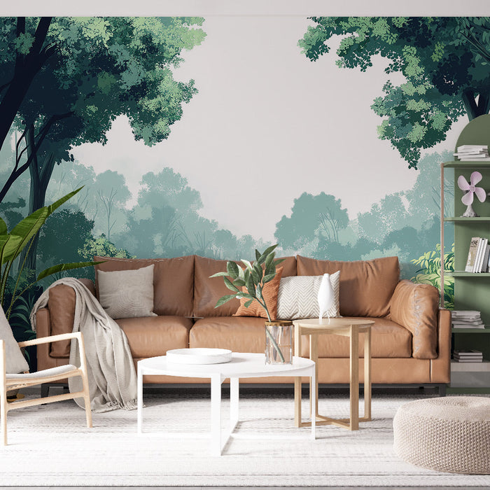 Tapeta subtropický les | Bujná krajina zeleného listí a majestátních stromů