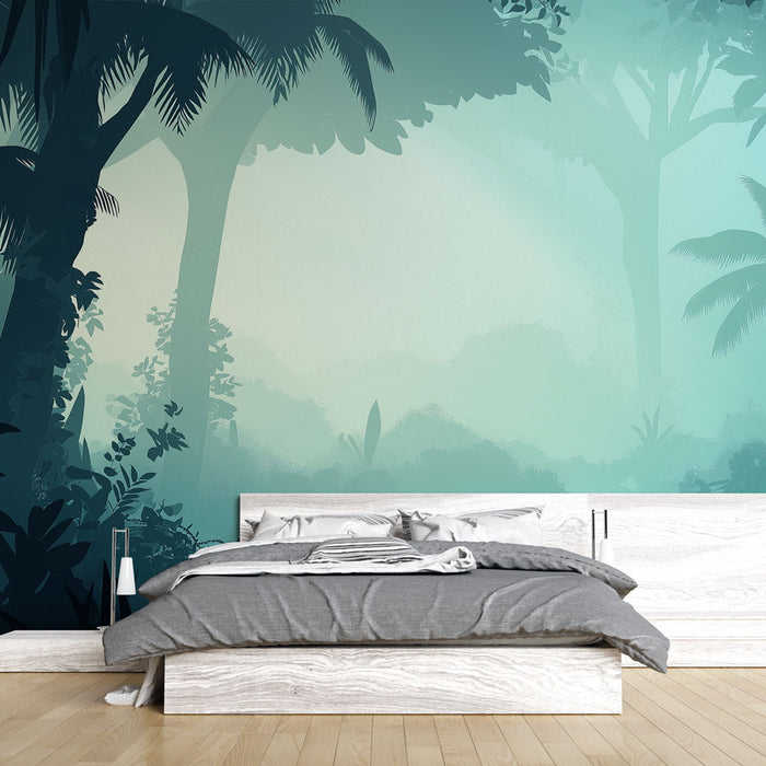 Tapeta tropický les | Mlžná atmosféra a bujná vegetace