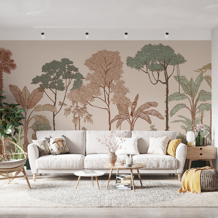 Fototapet tropski gozd | Silhuete mogočnih dreves in bujnega listja