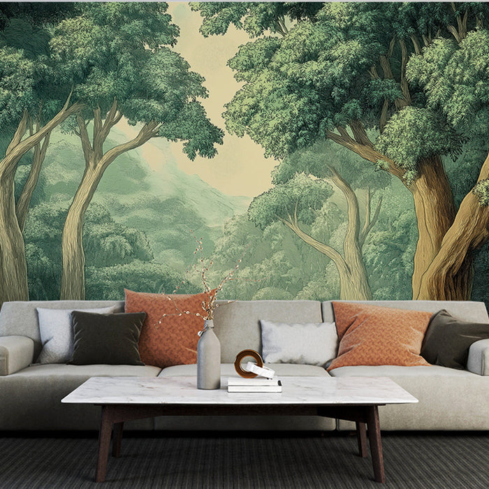 Тапет тропическа гора | Успокояваща сцена на буйна зеленина