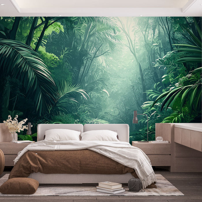 Nástěnná tapeta tropický les | Bujná vegetace a rozptýlené světlo