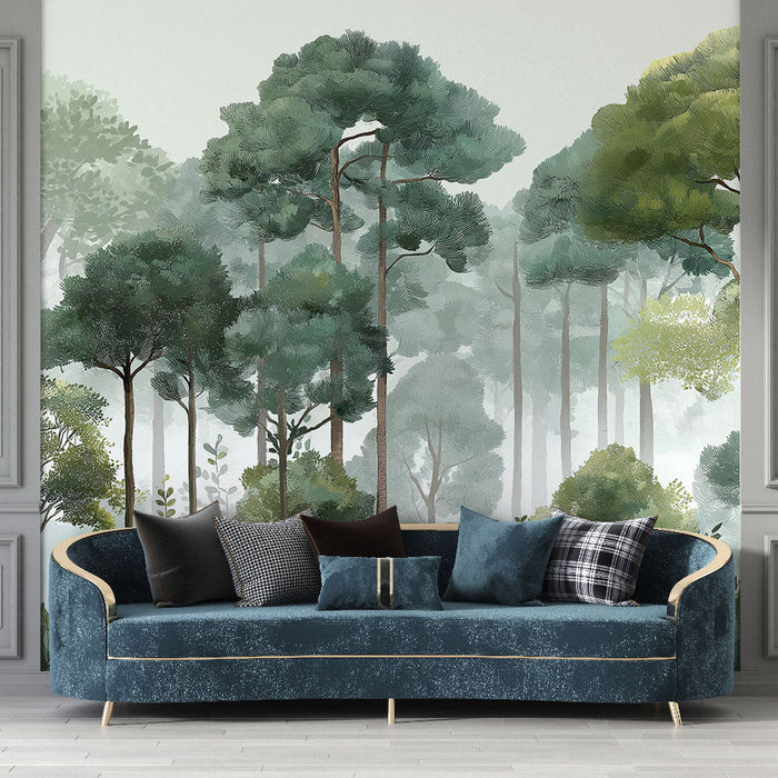 Papel pintado bosque | Una inmersión relajante en un exuberante paisaje forestal