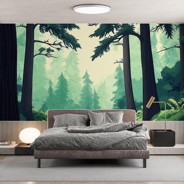 Tapeta bujna šuma | Opuštajuća staza kroz veličanstvena stabla