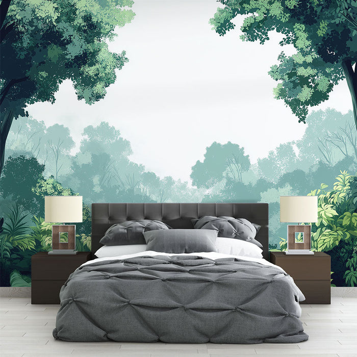 Mural Wallpaper lush green forest | Natural landscape with lush foliage