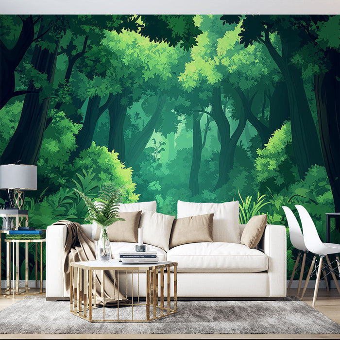 Tapeta bujný les | Světlá cesta v srdci bujné přírody