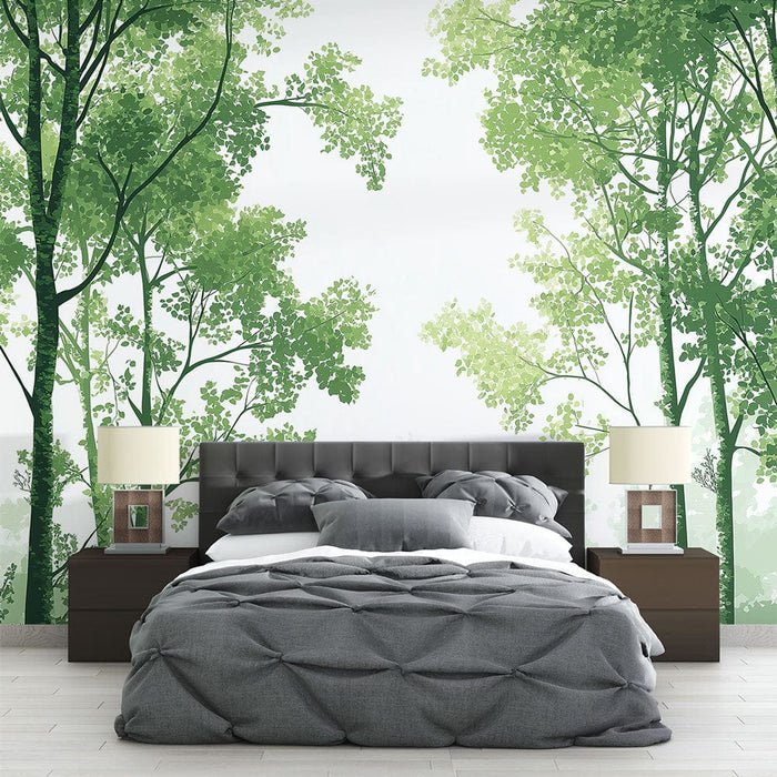Fototapet grön skog | Majestätiska träd med livlig lövverk
