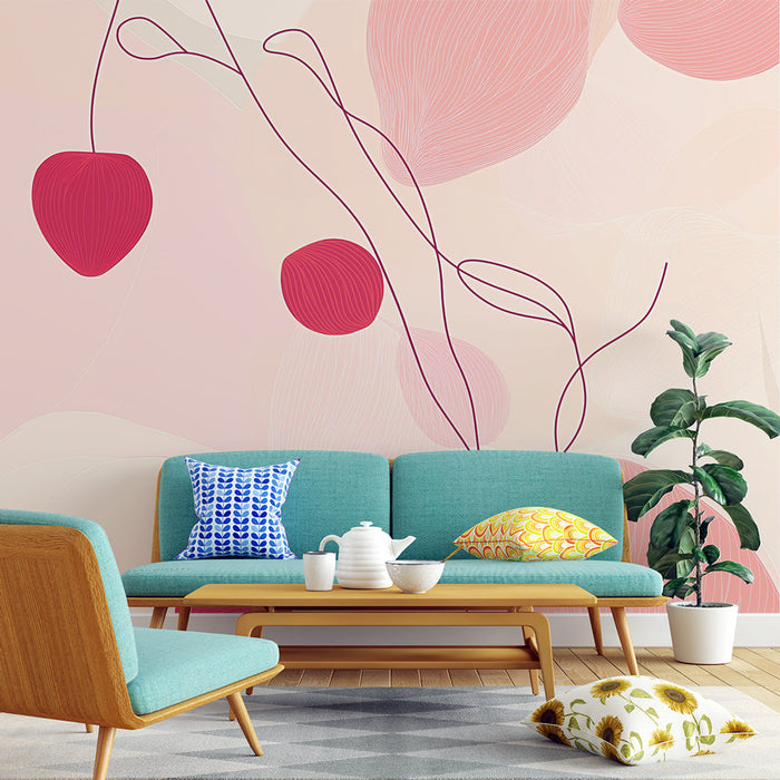 Mural Wallpaper abstract shapes | Soft curves and pastel shades