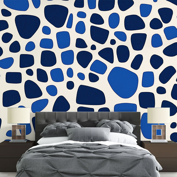 Papel de parede formas orgânicas | Padrão azul em um fundo claro com formas irregulares