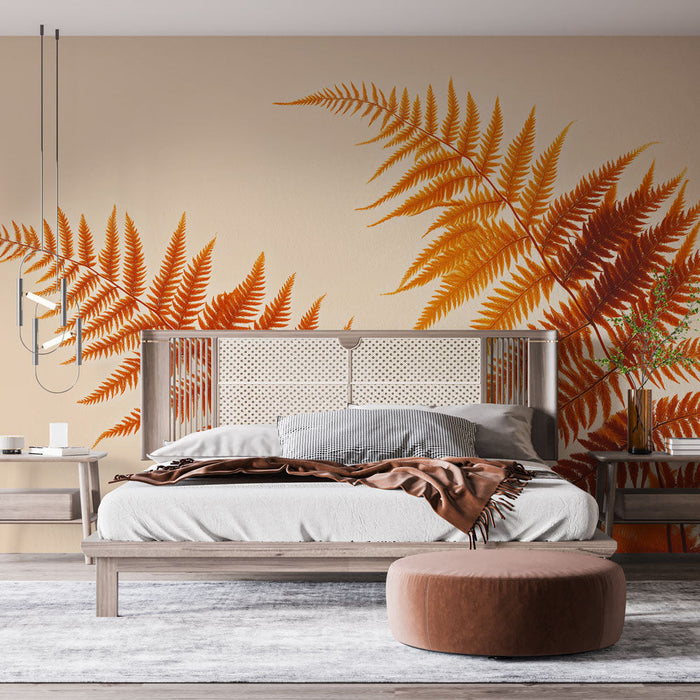 Papel de parede de samambaia | Samambaias em gradiente laranja em fundo claro