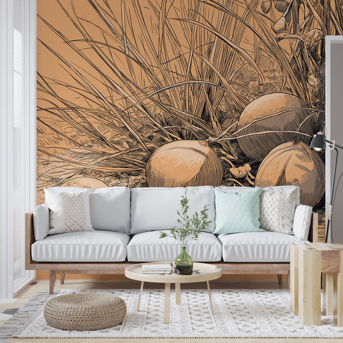 Tapeta owocowa i natura | Delikatne ilustracje owoców z artystycznym akcentem