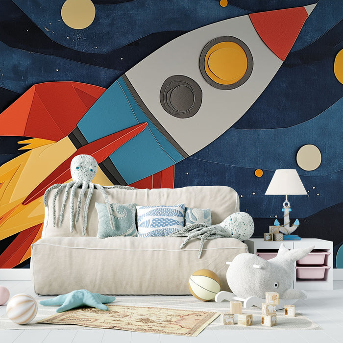 Tapet racheta | Rachetă colorată în spațiul nocturn