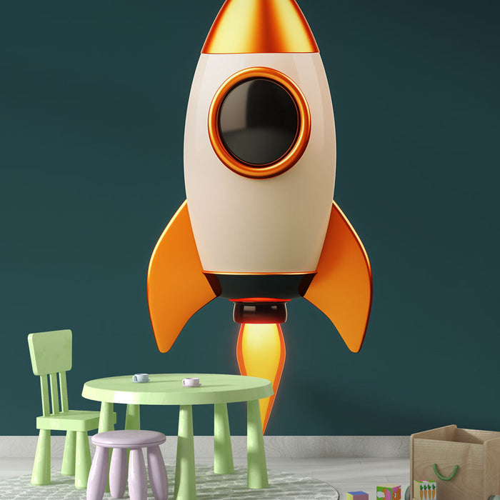 Papel de parede foguete | Foguete estilizado em cores brilhantes