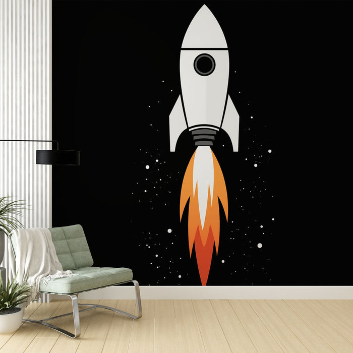 Mural Wallpaper rocket | Stylized rocket launching into space