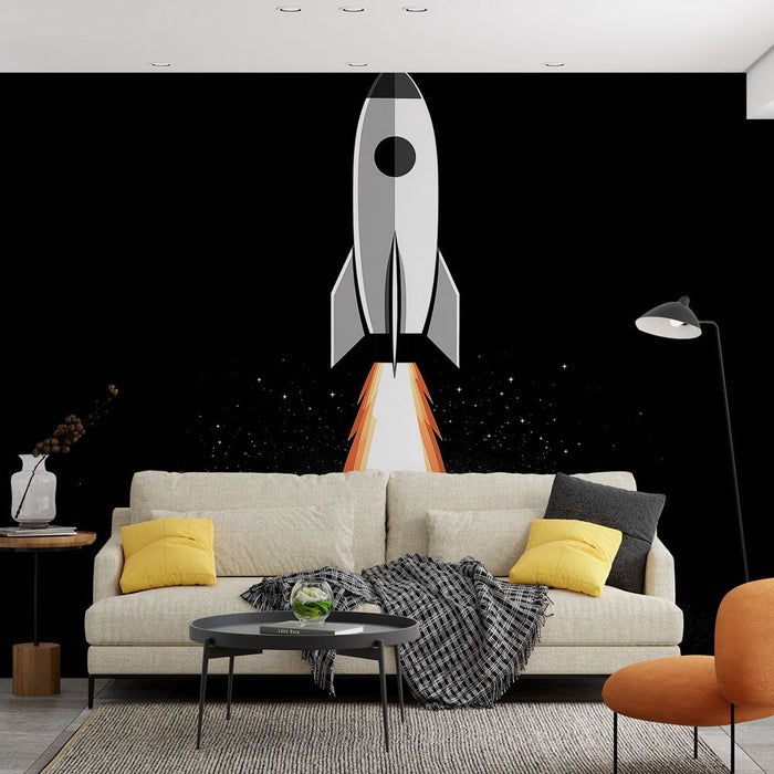 Mural Wallpaper raketa | Stilizirana raketa koja se lansira u svemir