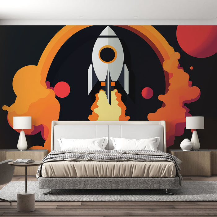 Tapeta raketa | Moderní ilustrace rakety ve vesmíru