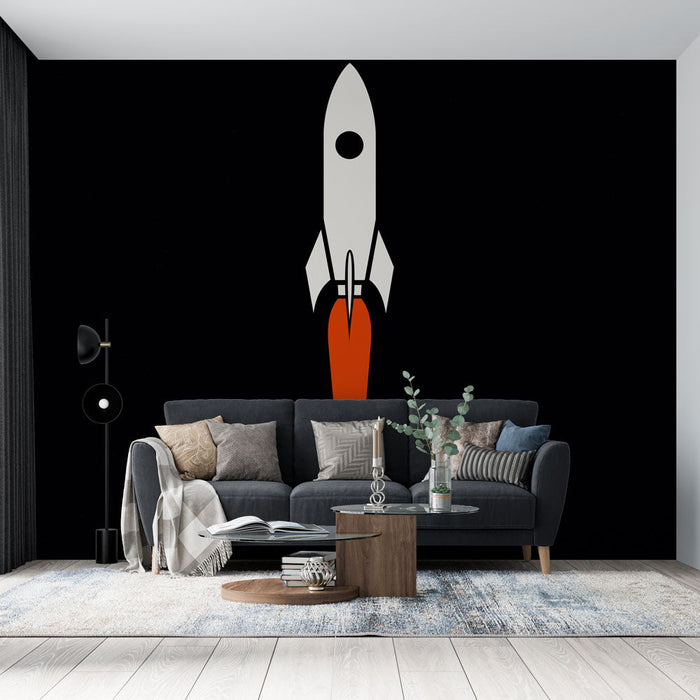 Fototapet roket | Siyah arka plan üzerinde stilize roket deseni