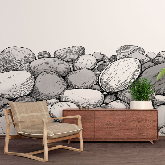 Tapete galets | Съвременен черно-бял модел на камъни