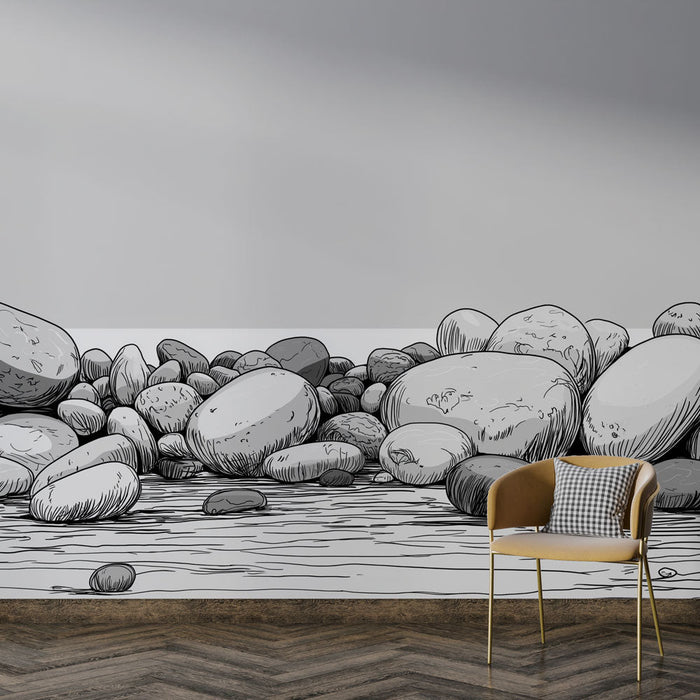 Fototapet steiner | Mønster av stiliserte steiner på lys bakgrunn