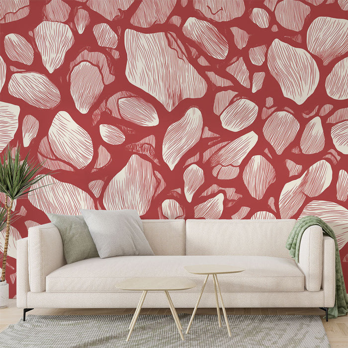 Fototapet çakıl | Kırmızı zemin üzerinde stilize taş deseni