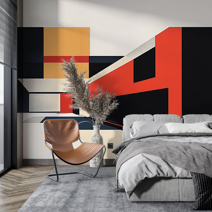 Tapet geometrisk | Abstrakt sammensætning med dristige farverige former