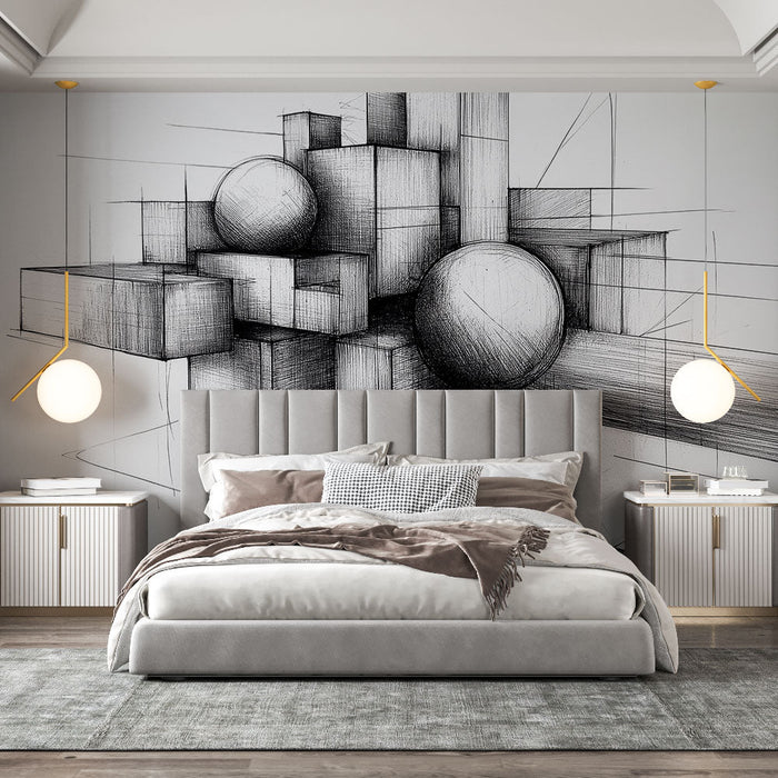 Fototapet | Sammensetning av kubiske og sfæriske former
