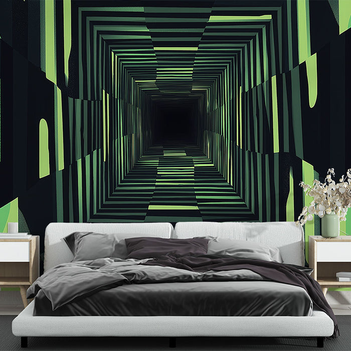 Carta da parati geometrica | Design astratto in verde e nero