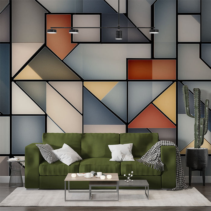 Геометрична тапетна хартия | Абстрактен модел с цветни форми и разнообразни текстури