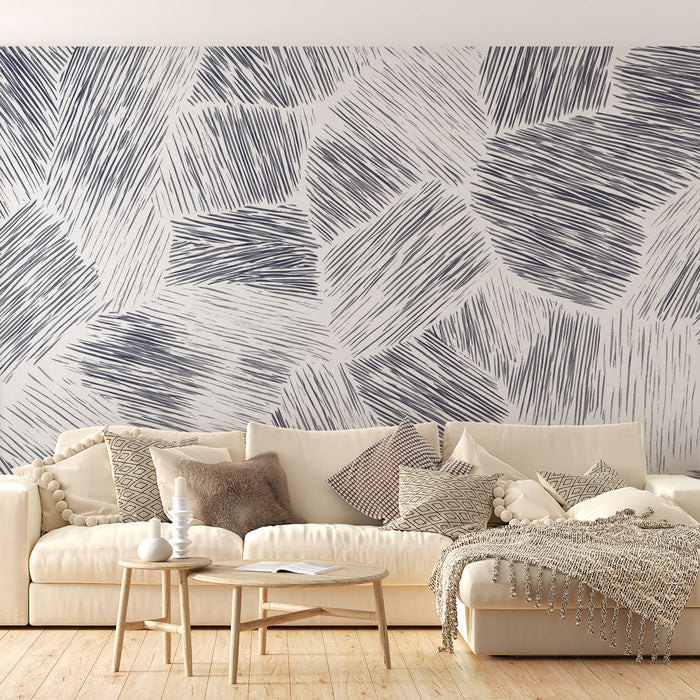 Ταπετσαρία τοίχου γεωμετρική | Αφηρημένο μοτίβο σε ναυτικό μπλε σε λευκό φόντο