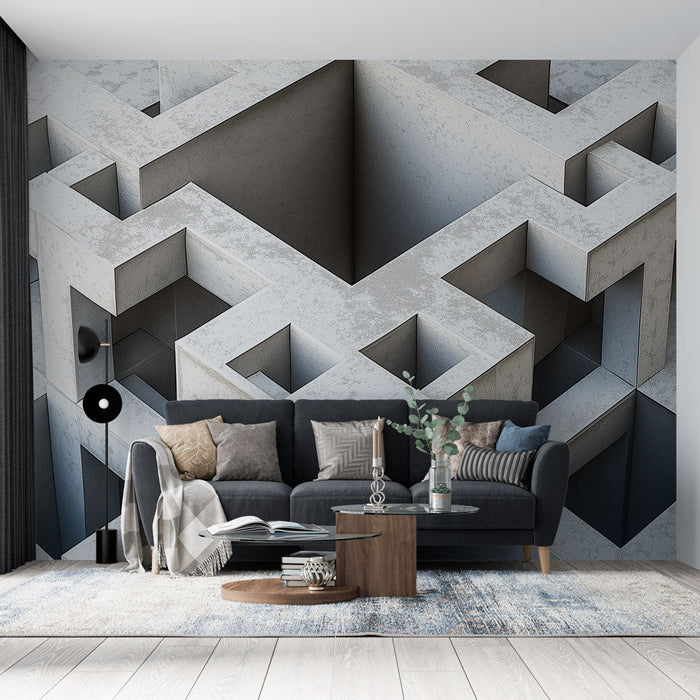 Mural Wallpaper geometric | Složeni uzorak betonskih lavirinta