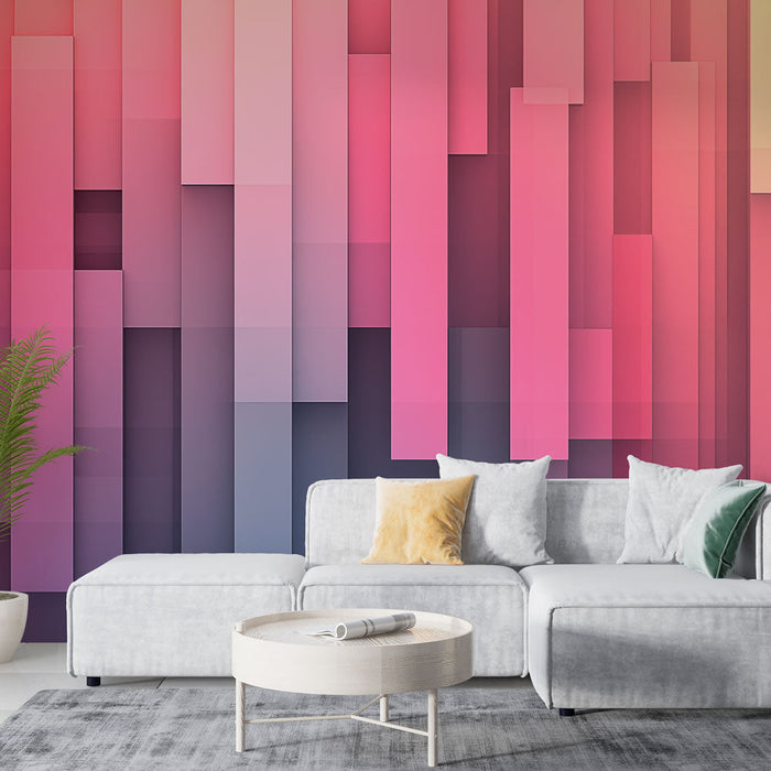 Papel de parede geométrico | Padrão de retângulos com tons de rosa e roxo