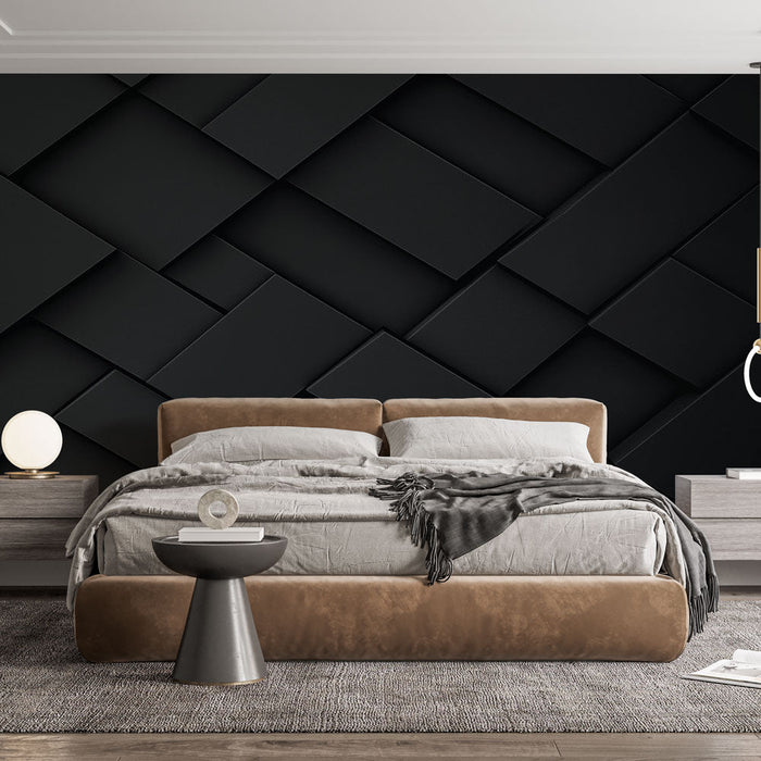 Geomeetriline seinamaaling | Kaasaegne ja elegantne must reljeefne muster