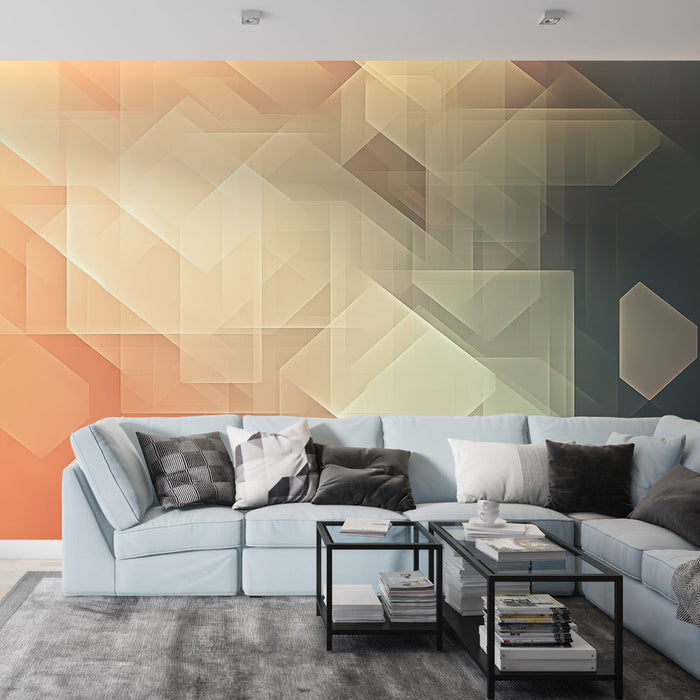 Ταπετσαρία τοίχου γεωμετρική | Αφηρημένα μοτίβα σε απαλές διαβαθμίσεις