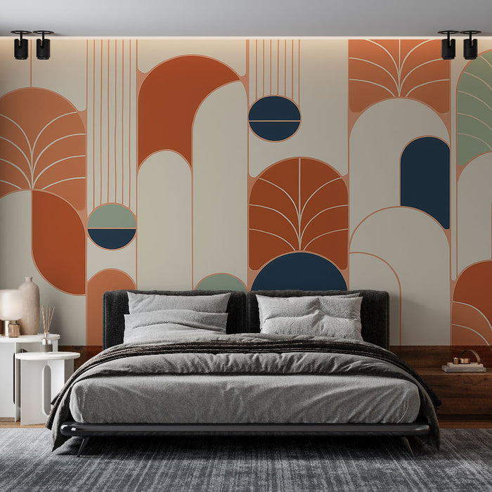 Geometric Mural Wallpaper | Rounded patterns in warm and cool tones