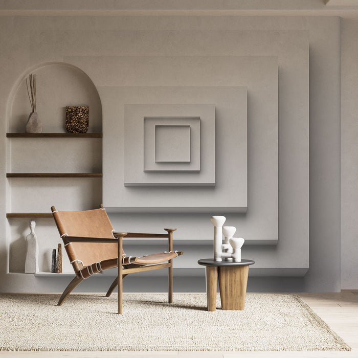 Mural Wallpaper geometric | Raised square patterns on white background