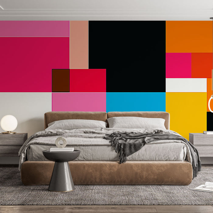 Tapete geometrisch | Farbenfrohe und moderne Muster in lebendigen Farbblöcken