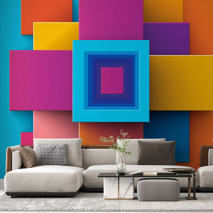 Falfestmény tapéta geometrikus | Színes és modern átfedő minták