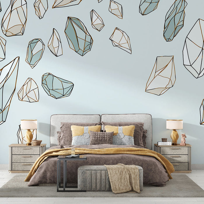 Geometrikus Tapéta | Kőminták arany vonalakkal és lágy színekkel