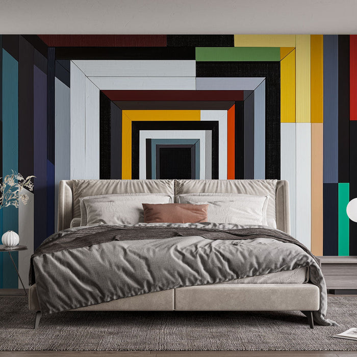 Mural Wallpaper geometric | Layered patterns of bright and contemporary colors