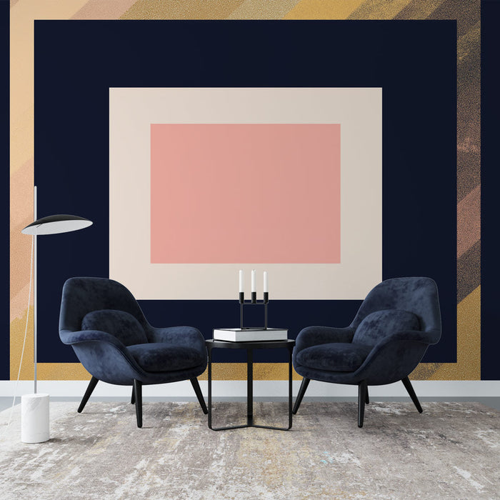 Mural Wallpaper geometrisk | Lagdelte mønstre av lyse og metalliske farger