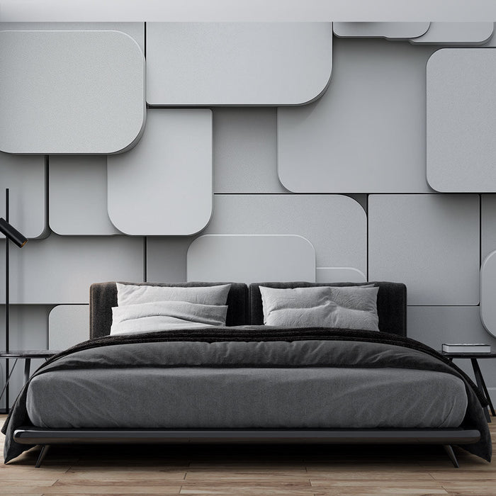 Tapeta geometryczna | Nowoczesne wzory w białym i szarym