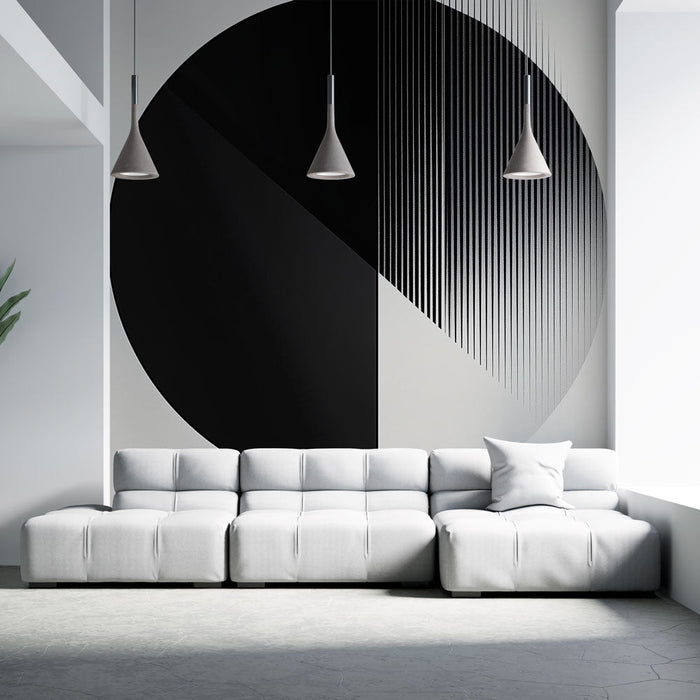 Sort og hvid geometrisk mural tapet | Moderne design med abstrakte former