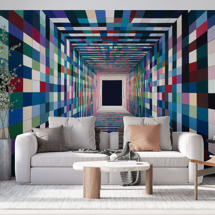 Ταπετσαρία | Πολύχρωμο τούνελ με δυναμικά μοτίβα