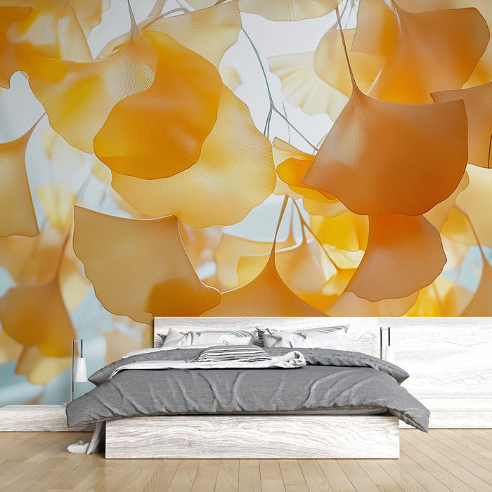 Papel pintado ginkgo dorés | Elegancia en forma de hojas de ginkgo