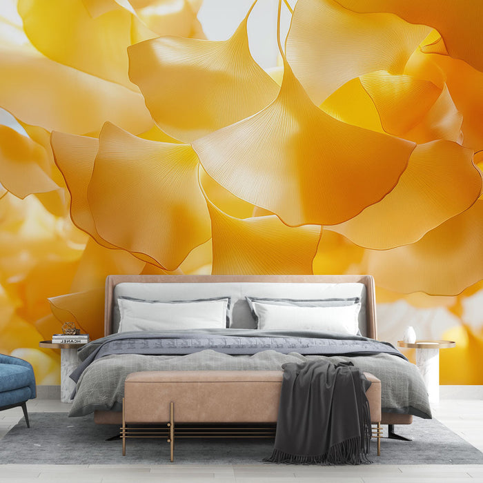 Tapete ginkgo | Elegante goldene Ginkgoblätter