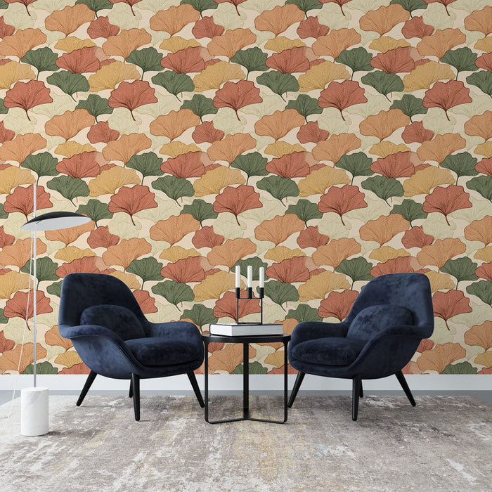 Fotótapé Ginkgo | Ginkgo levél motívum őszi árnyalatokban