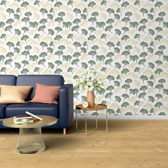 Fototapet ginkgo | Yumuşak tonlarda ginkgo yaprağı motifli