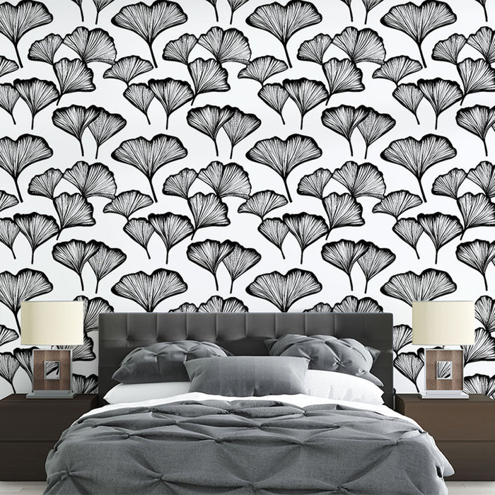 Fototapet ginkgo | Motiver av ginkgoblader i svart-hvitt