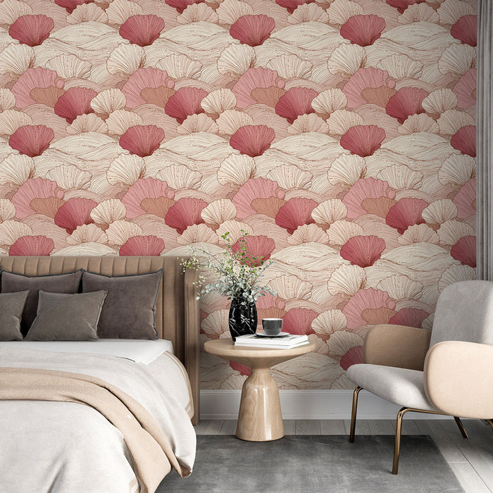 Mural Wallpaper ginkgo | Ginkgo leaf patterns in soft and warm hues